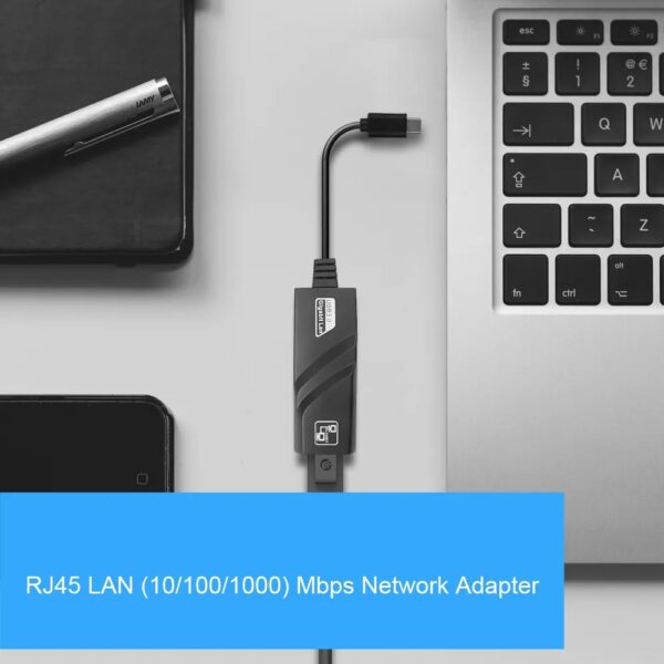 USB-C to Ethernet Adapter - USB 3.0 Type-C to Gigabit Ethernet (RJ45) Adapter - Up to 1000 Mbps, Compatible with Windows/Mac OS/Chrome OS, Black - Image 8