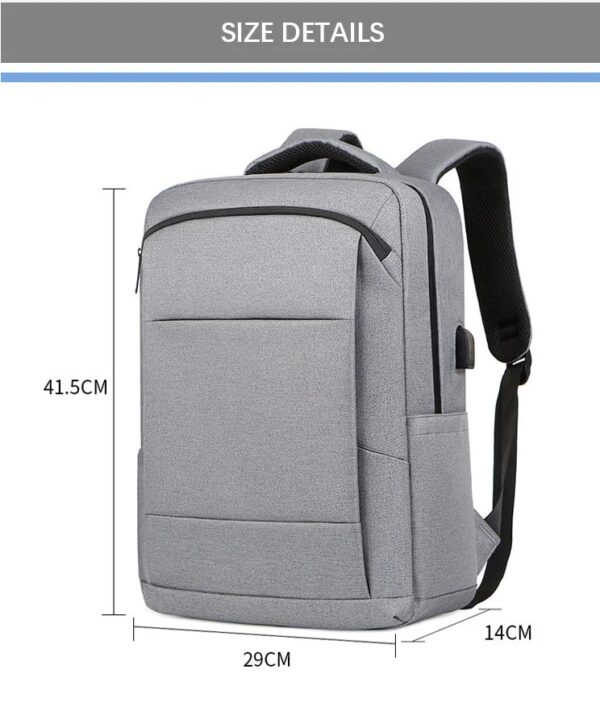 Business Slim Formal Laptop Backpack for up to 15.6 Inch - Durable Oxford Textile - USB Charging Port - Organized Compartments - Waterproof - Heavily Padded for Sensitive Electronics Impact Protection - GREY - Image 5