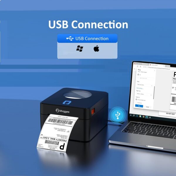 Thermal Label Printer - USB & LAN 110MM Connectivity - 4x6 Label Printer for Small Business Shipping Packages - Support Windows, Mac - Image 4