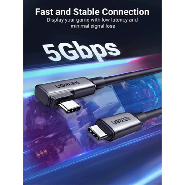 UGREEN RIGHT ANGLE USB-C TO USB-C LINK CABLE 90629 - Image 4
