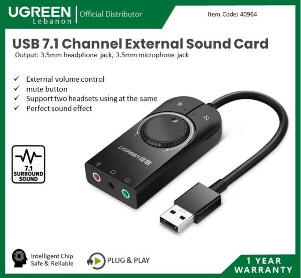 Ugreen USB External Stereo Sound Adapter 40964