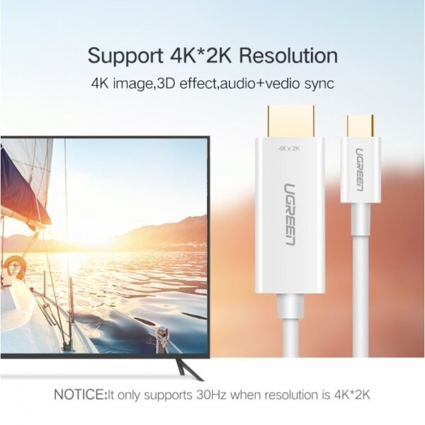UGREEN CABLE TYPE-C TO 4K HDMI 1.5M WHITE - Image 4