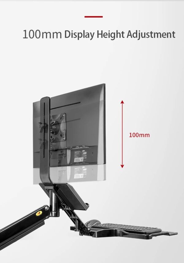 Sit Stand Workstation Wall Mount Height Adjustable Sit-Stand Converter for 22” -32” Screens with Keyboard Tray, VESA 75/100, Load Capacity from 3 – 9 kg - Image 6