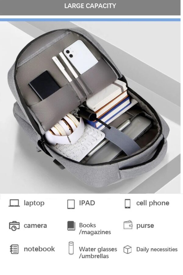 Business Slim Formal Laptop Backpack for up to 15.6 Inch - Durable Oxford Textile - USB Charging Port - Organized Compartments - Waterproof - Heavily Padded for Sensitive Electronics Impact Protection - GREY - Image 3