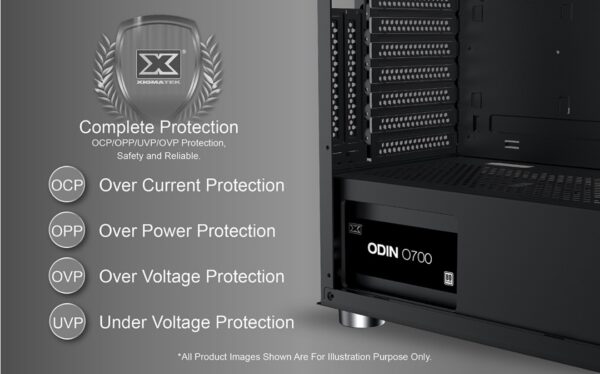 Xigmatek ODIN O700 Power Supply , 700W, 80 Plus Certified , Flat Cables - Single 12V Input - Active PFC  - 120mm Fan - 140mm Length PSU - Multi GPU Support - Black - Image 2