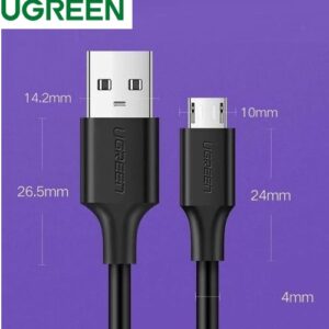 UGreen USB 2.0 A To Micro USB Cable Nickel Plating - 1m (Black) - Charging & Data transfer for  Smartphones ,Tablets and Cameras